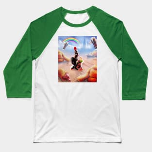 Warrior Cat Riding Frog in Desert Baseball T-Shirt